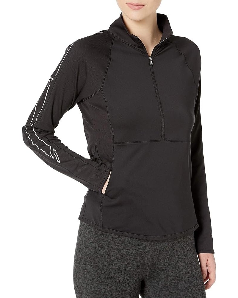 Women's Lightweight 50+ UPF Jersey Pennant Sport 3/4 Zip Pullover Black $38.37 Hoodies & Sweatshirts