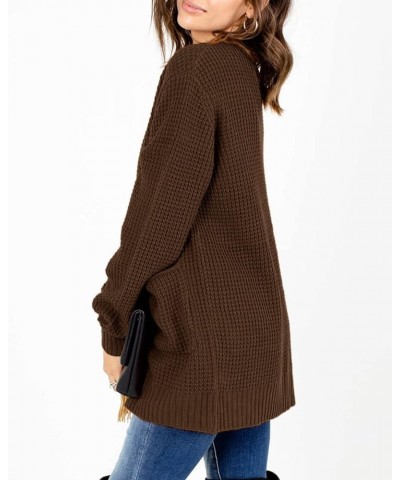 Womens Open Front Waffle Long Sleeve Lightweight Knit Cardigans Sweater Oversized Sweaters with Pockets Coffee $16.79 Sweaters