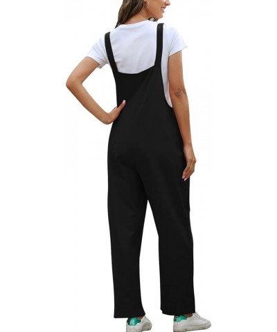 Women's Bib Overalls Jumper High Waist Square Collar Painters Overalls Summer Romper Sleeveless Jumpsuit Black $19.24 Overalls