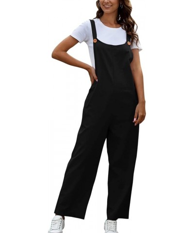 Women's Bib Overalls Jumper High Waist Square Collar Painters Overalls Summer Romper Sleeveless Jumpsuit Black $19.24 Overalls