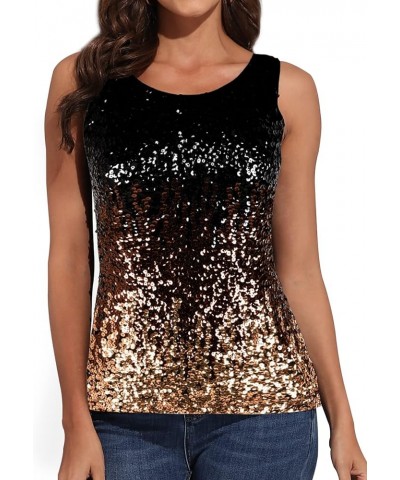 Women Sparkly Sequin Tank Top Shimmer Glam Art Deco Rave Party Vest Tops Black/Coffee/Gold $9.66 Vests