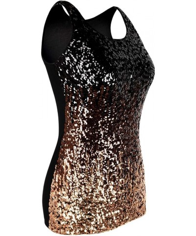 Women Sparkly Sequin Tank Top Shimmer Glam Art Deco Rave Party Vest Tops Black/Coffee/Gold $9.66 Vests