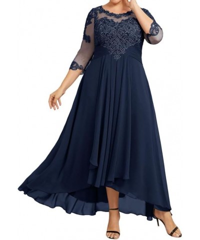 Mother of The Bride Dresses Lace Applique Plus Size Scoop A Line Long Chiffon Mother of The Bride Dress with Sleeves Pleated ...