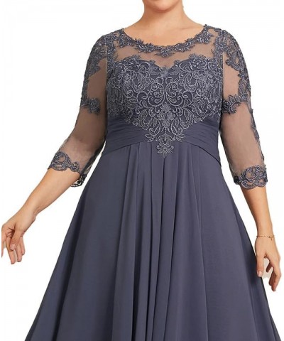 Mother of The Bride Dresses Lace Applique Plus Size Scoop A Line Long Chiffon Mother of The Bride Dress with Sleeves Pleated ...