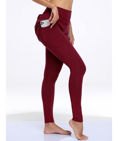 High Waist Workout Pants with Pockets Tummy Control Yoga Running Leggings Capri for Women 1 Pack: 07 Red $12.55 Leggings