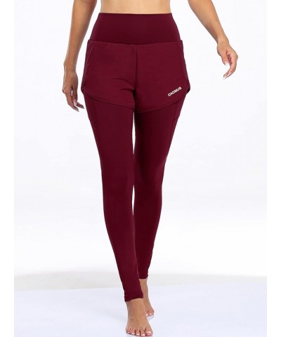 High Waist Workout Pants with Pockets Tummy Control Yoga Running Leggings Capri for Women 1 Pack: 07 Red $12.55 Leggings