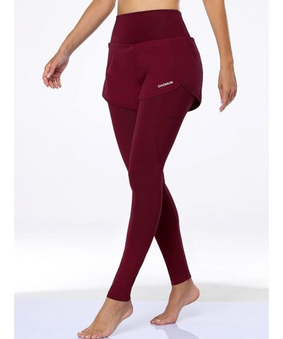 High Waist Workout Pants with Pockets Tummy Control Yoga Running Leggings Capri for Women 1 Pack: 07 Red $12.55 Leggings