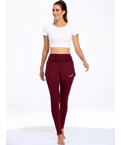 High Waist Workout Pants with Pockets Tummy Control Yoga Running Leggings Capri for Women 1 Pack: 07 Red $12.55 Leggings