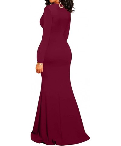 Formal Maxi Dress for Women Sexy Deep V Neck Wrap Side Split Bodycon Cocktail Party Long Floor Length Dress 10735 Winered $26...