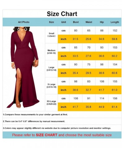 Formal Maxi Dress for Women Sexy Deep V Neck Wrap Side Split Bodycon Cocktail Party Long Floor Length Dress 10735 Winered $26...