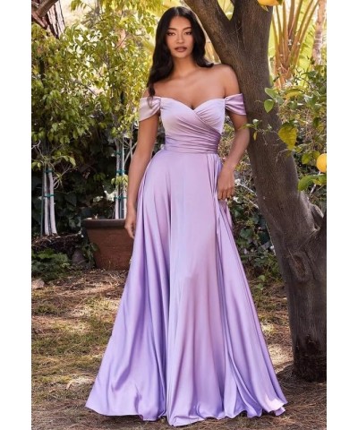 Womens Off Shoulder Prom Dresses Satin Long Formal Wedding Guest Party Gowns Dress with Slit Orange $32.44 Dresses