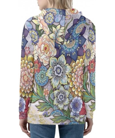 Women's Zip Up Long Sleeve Oversized Drawstring Hoodie Hooded Sweatshirt Pullover Top with Pockets Boho Floral $17.37 Hoodies...