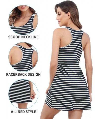 Women Cotton Tank Dress for Summer Casual Dresses Beach Cover Up Loose Sleeveless Sundress Stripe $10.59 Swimsuits