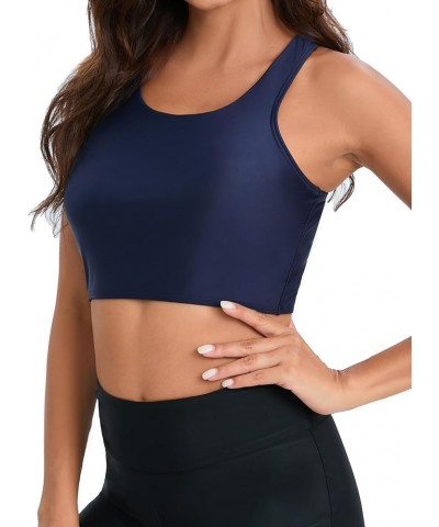 Women Racerback Bikini Tops Bathing Suit Tops Sports Crop Top Swimsuits Black Modest Padded Top Only Navy $12.47 Swimsuits