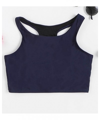 Women Racerback Bikini Tops Bathing Suit Tops Sports Crop Top Swimsuits Black Modest Padded Top Only Navy $12.47 Swimsuits