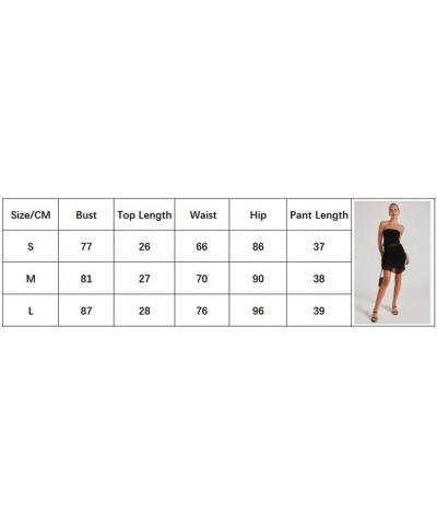 Women's Y2K Summer 2PCS Skirt Outfit Sets Sleeveless Off Shoulder Bandeau + Black Irregular Mesh Skirt Suit 698-black $9.26 S...