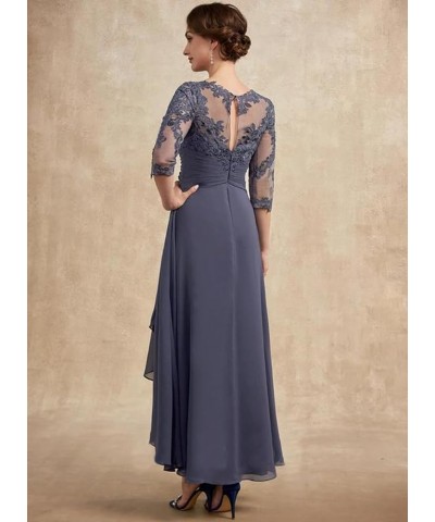 Women's Boat Neck Lace Mother of The Bride Dress with 3/4 Sleeves Chiffon Evening Dress WD106 Dusty Rose $38.30 Dresses