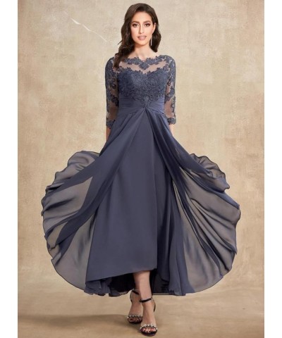 Women's Boat Neck Lace Mother of The Bride Dress with 3/4 Sleeves Chiffon Evening Dress WD106 Dusty Rose $38.30 Dresses