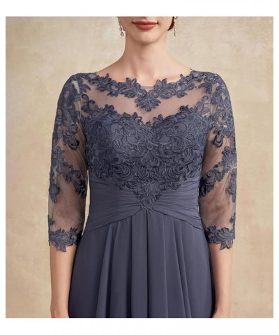 Women's Boat Neck Lace Mother of The Bride Dress with 3/4 Sleeves Chiffon Evening Dress WD106 Dusty Rose $38.30 Dresses