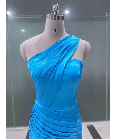 One Shoulder Bridesmaid Dresses for Women Long Satin Mermaid Prom Formal Evening Formal Party Gowns for Wedding with Train Re...