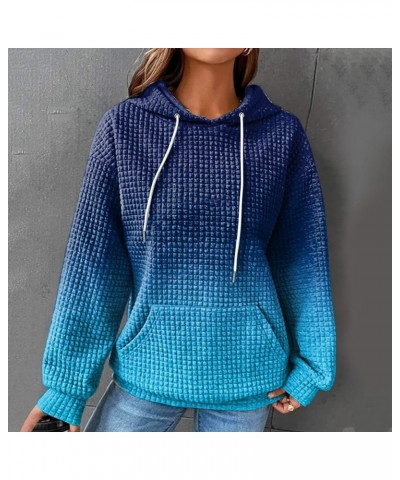 Women Waffle Cute Knit Hoodies Drawstring Pullover Sweatshirts Fashion Casual Sweaters Comfy Fall Clothes Outfits Blue-6 $9.0...