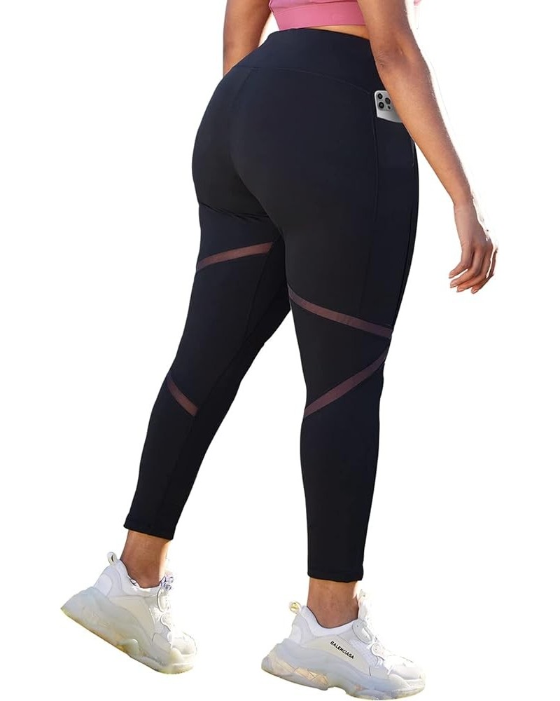 Plus Size Leggings High Waist Athletic Workout Yoga Pants Pockets Women's Tummy Control Best Thick Long Black-x Pocket $11.50...