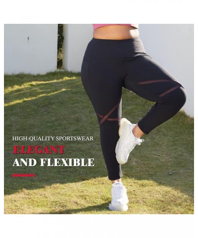 Plus Size Leggings High Waist Athletic Workout Yoga Pants Pockets Women's Tummy Control Best Thick Long Black-x Pocket $11.50...