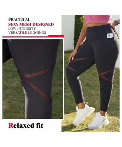 Plus Size Leggings High Waist Athletic Workout Yoga Pants Pockets Women's Tummy Control Best Thick Long Black-x Pocket $11.50...