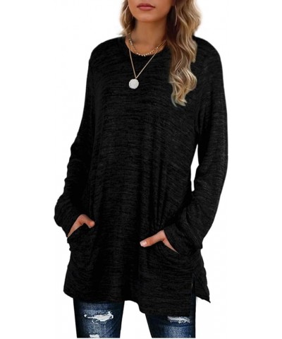 Womens Casual Sweatshirts Long Sleeve Shirts Oversized With Pocket Tunic Tops S-3XL 113-black $11.72 Tops