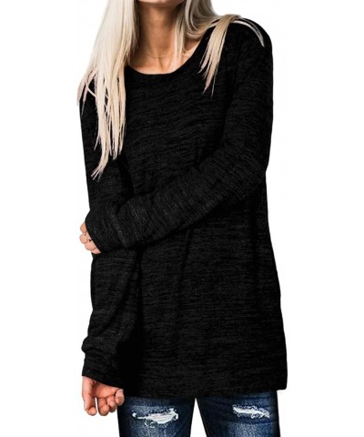 Womens Casual Sweatshirts Long Sleeve Shirts Oversized With Pocket Tunic Tops S-3XL 113-black $11.72 Tops