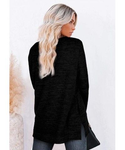 Womens Casual Sweatshirts Long Sleeve Shirts Oversized With Pocket Tunic Tops S-3XL 113-black $11.72 Tops