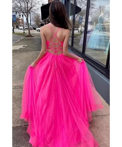 Women’s A-line Tulle Prom Dresses with Slit, Long V Neck Pleated Formal Evening Party Gowns Bridesmaid Dress Lilac $41.40 Dre...