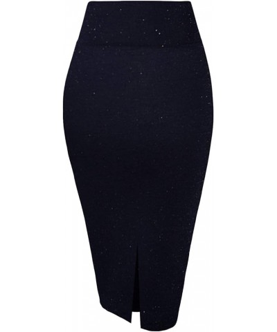 Women's Techno/Scuba Stretchy Office Pencil Skirt Made in USA 2127-navy $12.74 Skirts