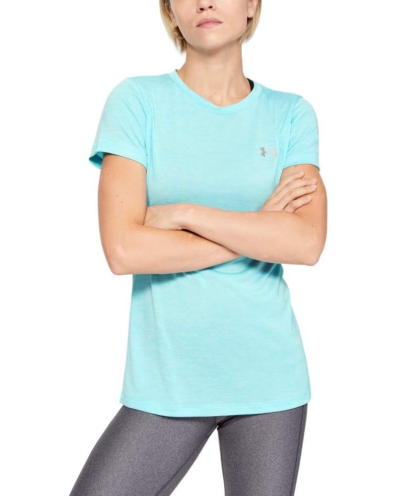 Women's Tech Twist Short-Sleeve Crew T-Shirt Blue Haze (425)/Metallic Silver $14.56 Activewear