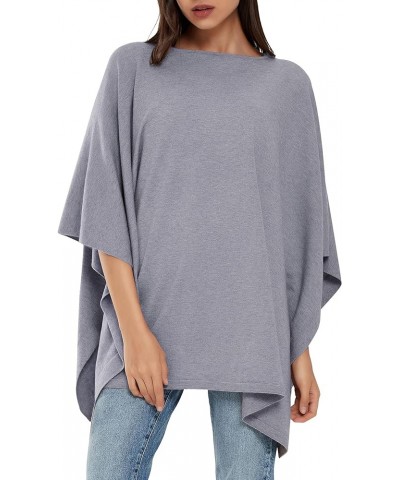 Womens Pullover Poncho Sweater Cashmere Feel Shawl Loose Fitting Ponchos Wraps Baggy Tops for Fall Winter Denim Blue $20.99 S...