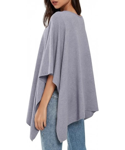 Womens Pullover Poncho Sweater Cashmere Feel Shawl Loose Fitting Ponchos Wraps Baggy Tops for Fall Winter Denim Blue $20.99 S...