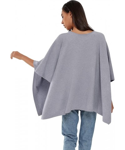 Womens Pullover Poncho Sweater Cashmere Feel Shawl Loose Fitting Ponchos Wraps Baggy Tops for Fall Winter Denim Blue $20.99 S...