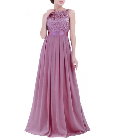 Womens Elegant Floral Crochet Chiffon Wedding Bridesmaid Dress Long Maxi Dress Evening Prom Ball Gown Plum $21.05 Dresses