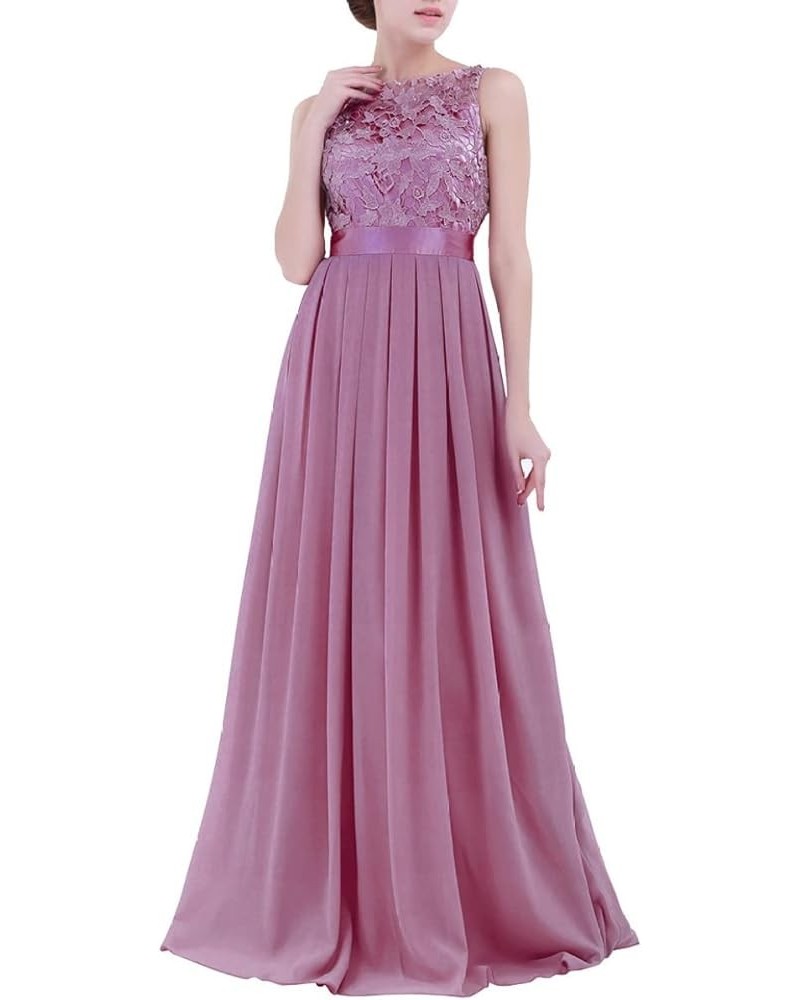 Womens Elegant Floral Crochet Chiffon Wedding Bridesmaid Dress Long Maxi Dress Evening Prom Ball Gown Plum $21.05 Dresses