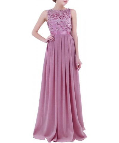 Womens Elegant Floral Crochet Chiffon Wedding Bridesmaid Dress Long Maxi Dress Evening Prom Ball Gown Plum $21.05 Dresses