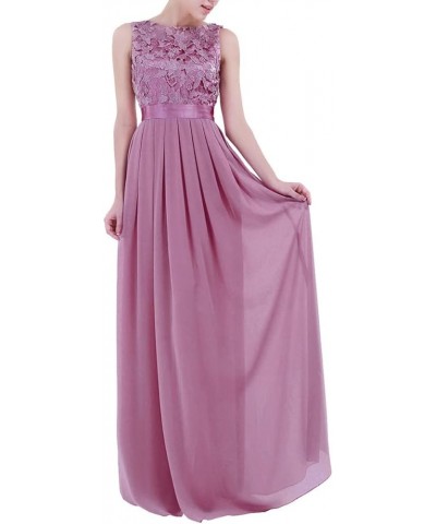 Womens Elegant Floral Crochet Chiffon Wedding Bridesmaid Dress Long Maxi Dress Evening Prom Ball Gown Plum $21.05 Dresses