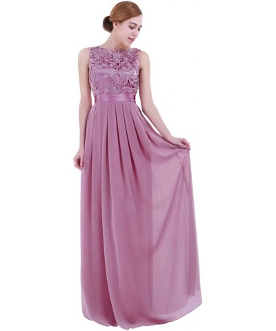 Womens Elegant Floral Crochet Chiffon Wedding Bridesmaid Dress Long Maxi Dress Evening Prom Ball Gown Plum $21.05 Dresses