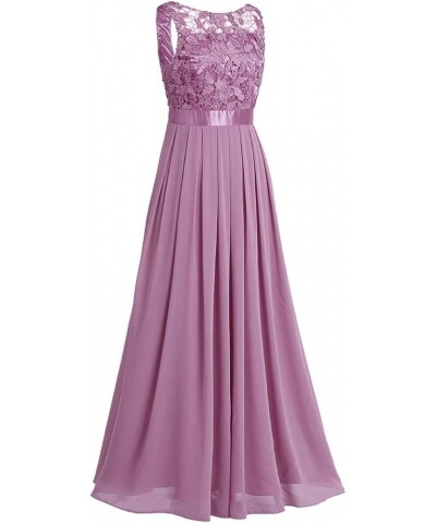 Womens Elegant Floral Crochet Chiffon Wedding Bridesmaid Dress Long Maxi Dress Evening Prom Ball Gown Plum $21.05 Dresses