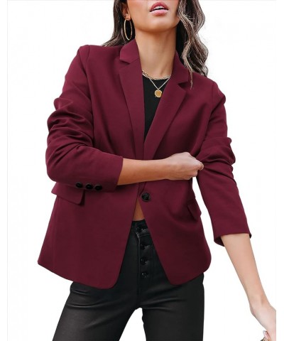 Womens Casual Blazer Long Sleeve Business Suit Jacket Open Front Work Office Blazer Fashion Dressy Blazer Deep Red $14.70 Suits