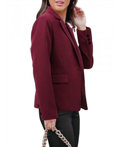 Womens Casual Blazer Long Sleeve Business Suit Jacket Open Front Work Office Blazer Fashion Dressy Blazer Deep Red $14.70 Suits