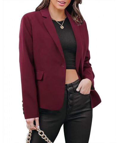 Womens Casual Blazer Long Sleeve Business Suit Jacket Open Front Work Office Blazer Fashion Dressy Blazer Deep Red $14.70 Suits