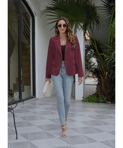 Womens Casual Blazer Long Sleeve Business Suit Jacket Open Front Work Office Blazer Fashion Dressy Blazer Deep Red $14.70 Suits