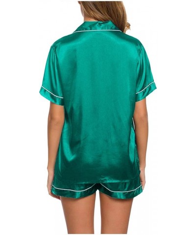 Women's Homewear Suit Short Sleeve Loungewear Two-Piece Shorts Pajamas Breathable Lightweight, S-2XL Green $12.38 Sleep & Lounge