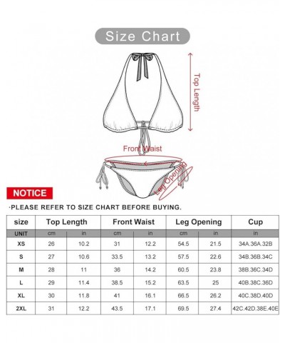 Women Two Piece Swimsuit Sexy Halter 80s 90s Geometric Bikini Sets Triangle Swimwear Bathing Suit Mushroom Skull $16.17 Swims...