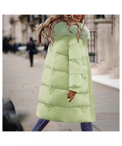 Women's Winter Puffer Coat Thicken Fleece Lined Down Jacket Waterproof Faux Fur Detachable Hooded Parka Green $22.05 Jackets